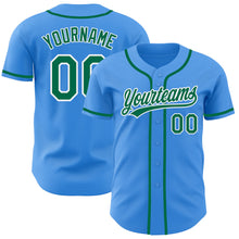 Load image into Gallery viewer, Custom Electric Blue Kelly Green-White Authentic Baseball Jersey