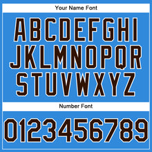 Load image into Gallery viewer, Custom Electric Blue Brown-White Authentic Baseball Jersey