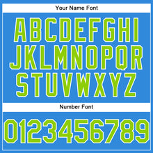 Load image into Gallery viewer, Custom Electric Blue Neon Green-White Authentic Baseball Jersey