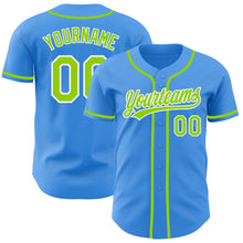 Load image into Gallery viewer, Custom Electric Blue Neon Green-White Authentic Baseball Jersey