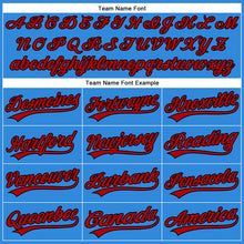 Load image into Gallery viewer, Custom Electric Blue Red-Black Authentic Baseball Jersey