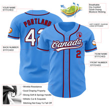 Load image into Gallery viewer, Custom Electric Blue White Red-Navy Authentic Baseball Jersey