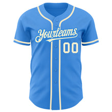 Load image into Gallery viewer, Custom Electric Blue Cream Authentic Baseball Jersey