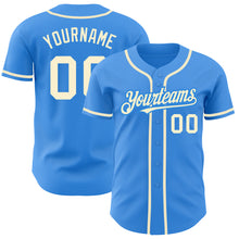 Load image into Gallery viewer, Custom Electric Blue Cream Authentic Baseball Jersey
