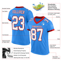 Load image into Gallery viewer, Custom Powder Blue White-Red Mesh Authentic Football Jersey