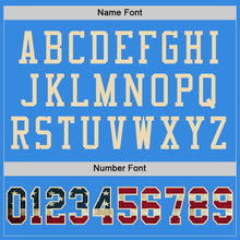 Load image into Gallery viewer, Custom Powder Blue Vintage USA Flag-City Cream Mesh Authentic Football Jersey