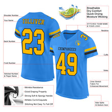 Load image into Gallery viewer, Custom Powder Blue Gold-Black Mesh Authentic Football Jersey
