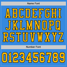 Load image into Gallery viewer, Custom Powder Blue Gold-Black Mesh Authentic Football Jersey
