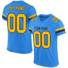 Load image into Gallery viewer, Custom Powder Blue Gold-Black Mesh Authentic Football Jersey