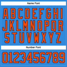 Load image into Gallery viewer, Custom Powder Blue Orange-Navy Hockey Lace Neck Jersey