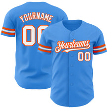 Load image into Gallery viewer, Custom Electric Blue White-Orange Authentic Baseball Jersey