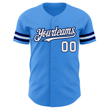 Load image into Gallery viewer, Custom Electric Blue White-Navy Authentic Baseball Jersey