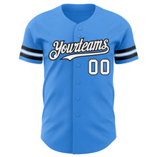 Load image into Gallery viewer, Custom Electric Blue White-Black Authentic Baseball Jersey