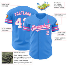 Load image into Gallery viewer, Custom Electric Blue White-Pink Authentic Baseball Jersey
