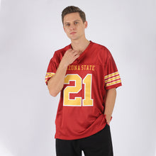 Load image into Gallery viewer, Custom Red Gold-White Mesh Authentic Football Jersey