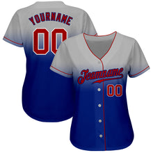 Load image into Gallery viewer, Custom Gray Red-Royal Authentic Fade Fashion Baseball Jersey