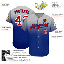 Load image into Gallery viewer, Custom Gray Red-Royal Authentic Fade Fashion Baseball Jersey