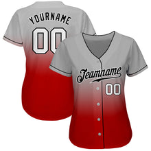 Load image into Gallery viewer, Custom Gray White-Red Authentic Fade Fashion Baseball Jersey
