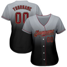 Load image into Gallery viewer, Custom Gray Crimson-Black Authentic Fade Fashion Baseball Jersey