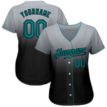 Load image into Gallery viewer, Custom Gray Teal-Black Authentic Fade Fashion Baseball Jersey