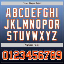 Load image into Gallery viewer, Custom Light Blue Orange-Navy Authentic Fade Fashion Baseball Jersey