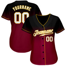 Load image into Gallery viewer, Custom Black White-Crimson Authentic Fade Fashion Baseball Jersey