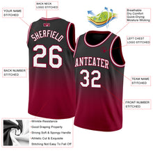 Load image into Gallery viewer, Custom Black White-Maroon Authentic Fade Fashion Basketball Jersey