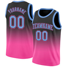 Load image into Gallery viewer, Custom Black Light Blue-Pink Authentic Fade Fashion Basketball Jersey