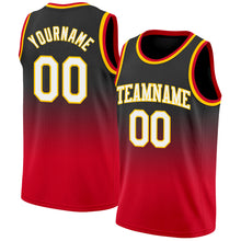 Load image into Gallery viewer, Custom Black White-Red Authentic Fade Fashion Basketball Jersey