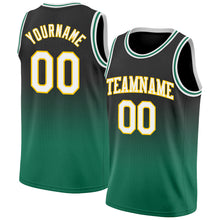 Load image into Gallery viewer, Custom Black White-Kelly Green Authentic Fade Fashion Basketball Jersey