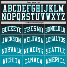 Load image into Gallery viewer, Custom Black White-Teal Authentic Fade Fashion Basketball Jersey