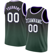 Load image into Gallery viewer, Custom Black White-Green Authentic Fade Fashion Basketball Jersey