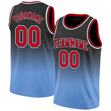 Load image into Gallery viewer, Custom Black Red-Light Blue Authentic Fade Fashion Basketball Jersey