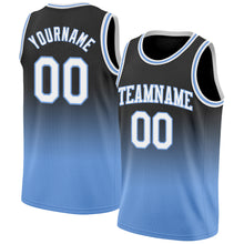 Load image into Gallery viewer, Custom Black White-Light Blue Authentic Fade Fashion Basketball Jersey
