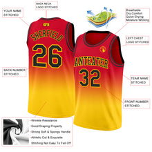 Load image into Gallery viewer, Custom Red Black-Gold Authentic Fade Fashion Basketball Jersey