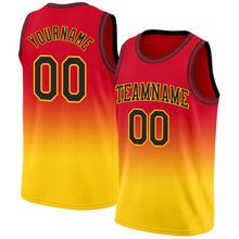 Load image into Gallery viewer, Custom Red Black-Gold Authentic Fade Fashion Basketball Jersey