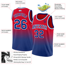 Load image into Gallery viewer, Custom Red Royal-White Authentic Fade Fashion Basketball Jersey