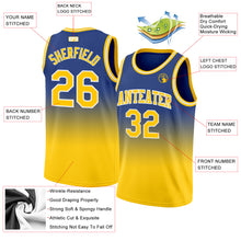 Load image into Gallery viewer, Custom Royal Gold-White Authentic Fade Fashion Basketball Jersey