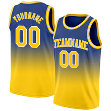 Load image into Gallery viewer, Custom Royal Gold-White Authentic Fade Fashion Basketball Jersey