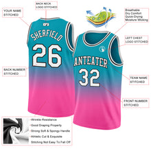 Load image into Gallery viewer, Custom Teal White-Pink Authentic Fade Fashion Basketball Jersey