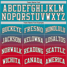 Load image into Gallery viewer, Custom Teal White-Red Authentic Fade Fashion Basketball Jersey