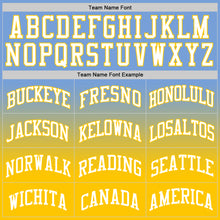 Load image into Gallery viewer, Custom Light Blue White-Gold Authentic Fade Fashion Basketball Jersey