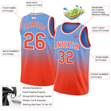 Load image into Gallery viewer, Custom Light Blue Orange-White Authentic Fade Fashion Basketball Jersey