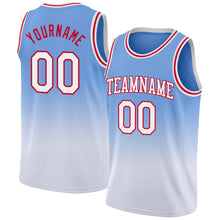 Load image into Gallery viewer, Custom Light Blue White-Red Authentic Fade Fashion Basketball Jersey
