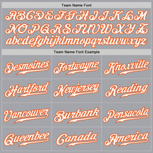 Load image into Gallery viewer, Custom Gray White Steel Gray-Orange Authentic Fade Fashion Baseball Jersey