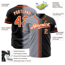 Load image into Gallery viewer, Custom Black Orange Gray-White Authentic Gradient Fashion Baseball Jersey