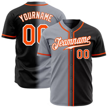 Load image into Gallery viewer, Custom Black Orange Gray-White Authentic Gradient Fashion Baseball Jersey