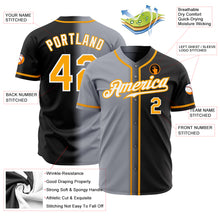Load image into Gallery viewer, Custom Black Gold Gray-White Authentic Gradient Fashion Baseball Jersey