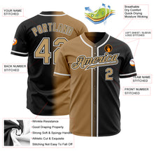Load image into Gallery viewer, Custom Black Old Gold-White Authentic Gradient Fashion Baseball Jersey