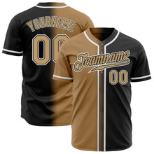 Load image into Gallery viewer, Custom Black Old Gold-White Authentic Gradient Fashion Baseball Jersey